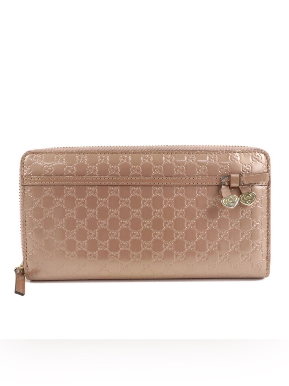Gucci Microguccissima Patent Leather Zip Around Wallet - Metallic Pink-CALLOUTS